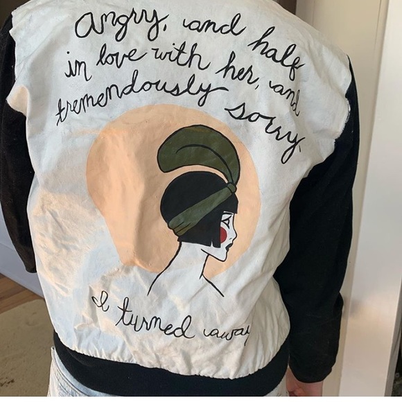 MAKE AN OFFER- hand painted bomber jacket - Picture 2 of 2